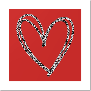 Cheetah Pattern Heart Outline Valentines Day Posters and Art